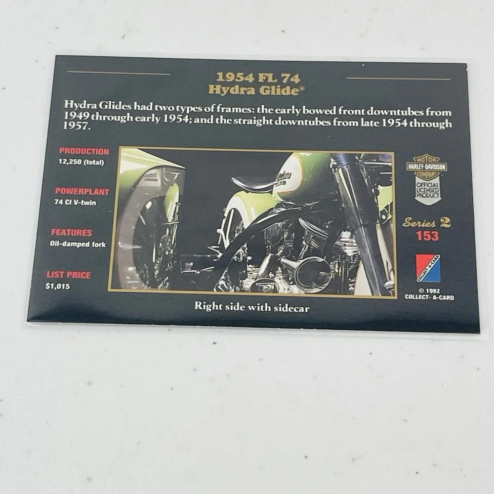 Harley Davidson Trading Card Set 1953 FL 74 Hydra Glider 1992 Collect A Card